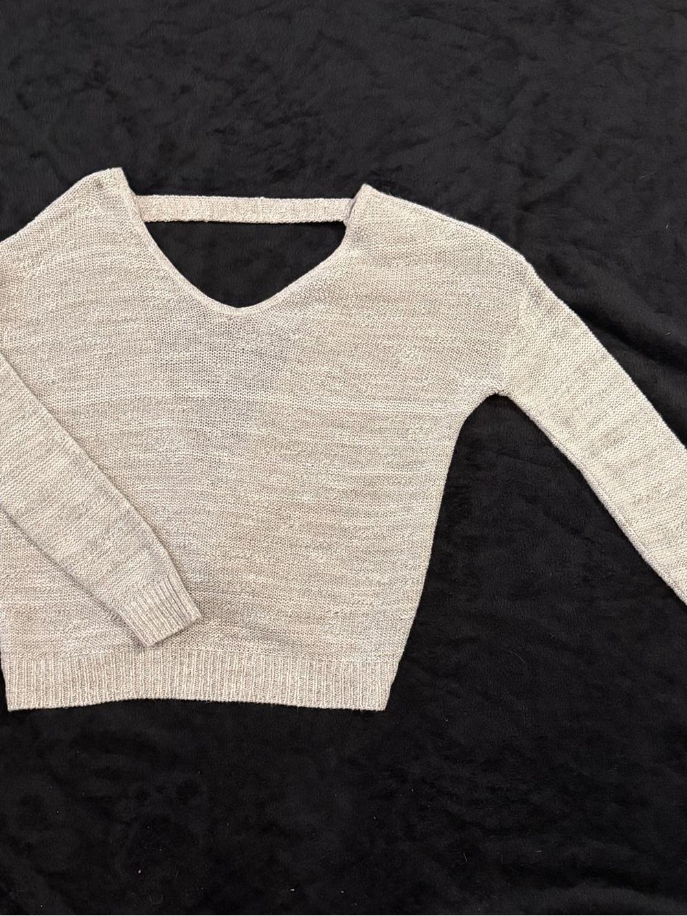 Express Light Beige V-Neck Sweater with Open-Back Strap